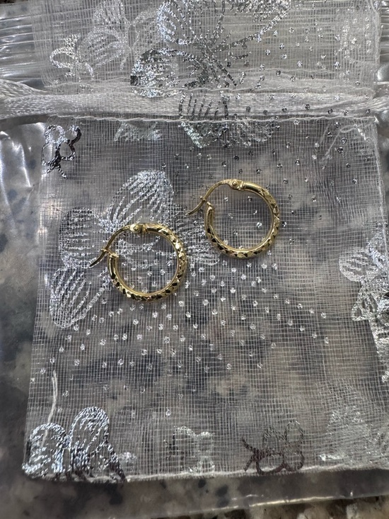 Jewelry - Sterling Silver in Gold Plated Textured Mini Hoop Earrings